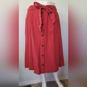 Old Navy red belted button front midi skirt XXL